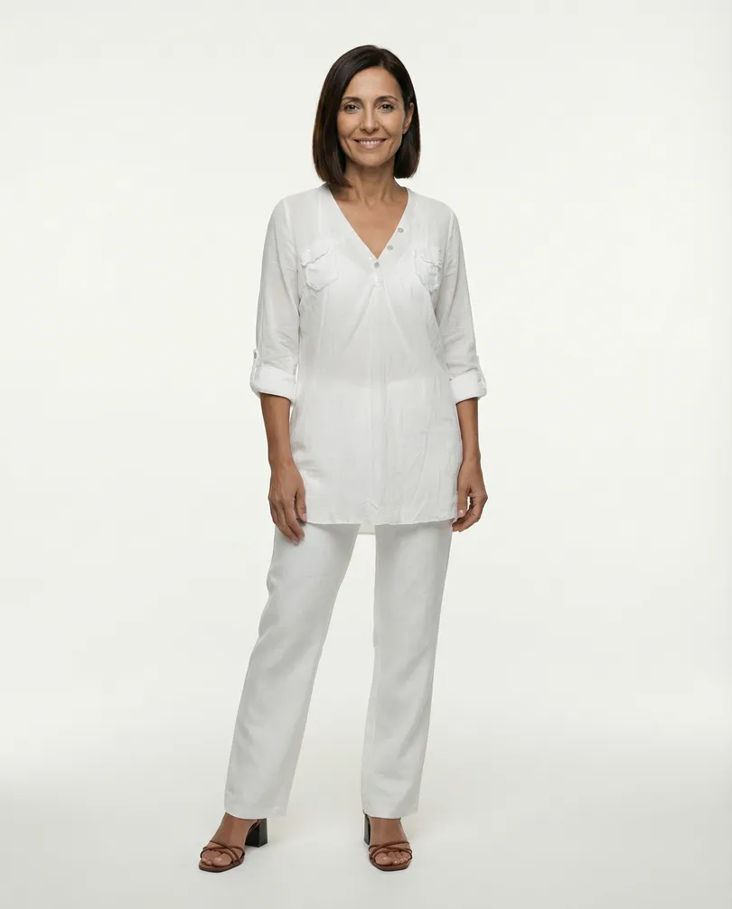 Blusenshirt Pailletten in  wei� von Spaziodonna (Bild 2)