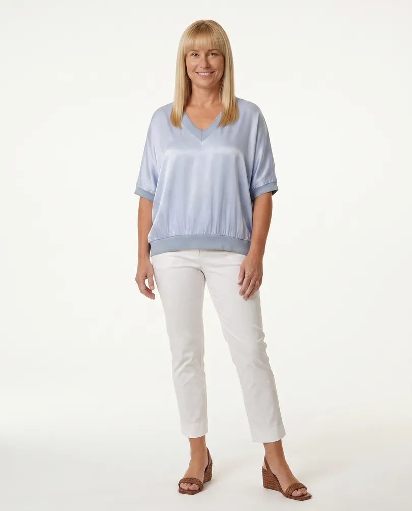 Blusenshirt Satin in  hellblau von Made in Italy (Bild 3)
