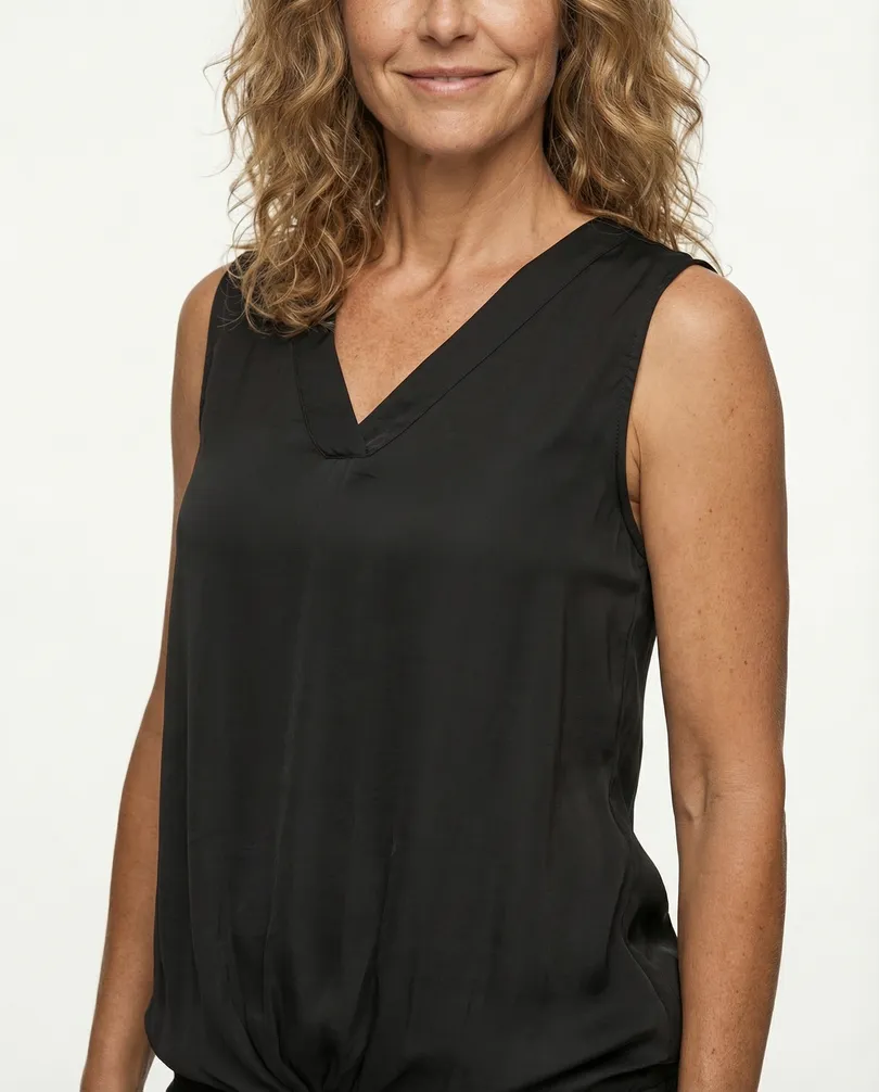 Blusenshirt mit Satin in  schwarz von Made in Italy (Bild 4)