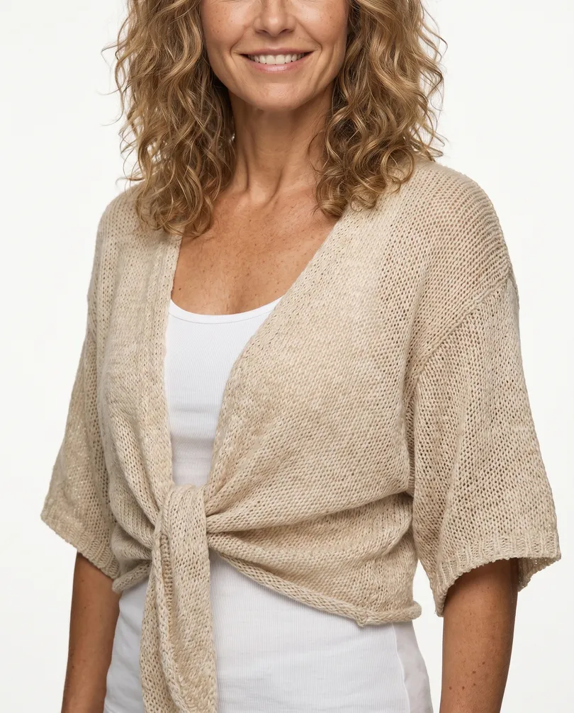 Bolero B�ndchengarn in  beige von Italia Moda (Bild 4)
