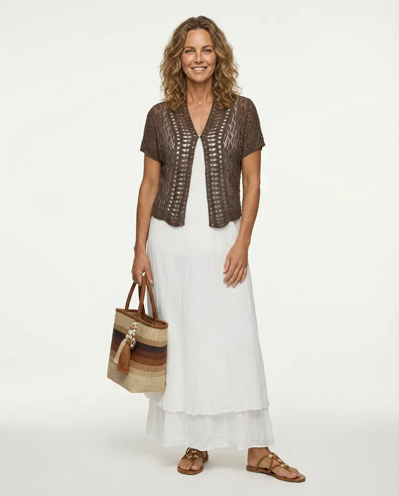 Bolero mit Ajourmuster in  braun von Exquisss Paris (Bild 2)