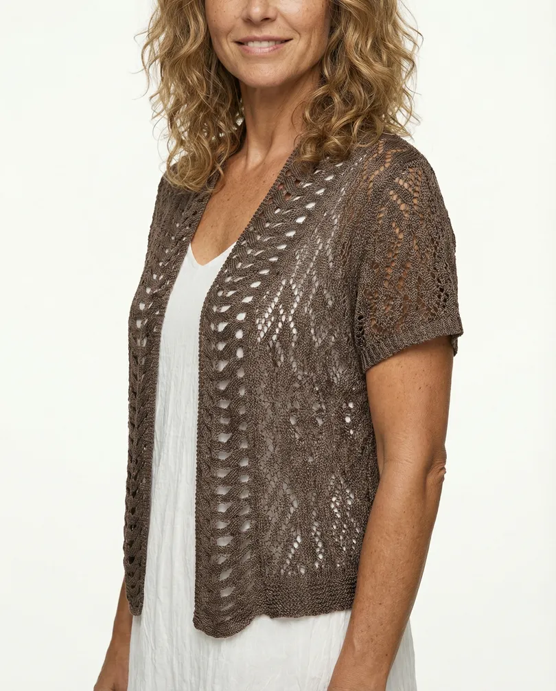 Bolero mit Ajourmuster in  braun von Exquisss Paris (Bild 3)