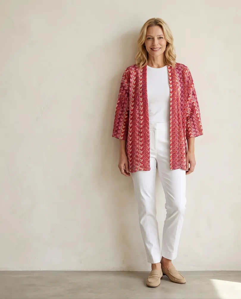 Cardigan Ajourmuster in  pink von Selected Touch (Bild 5)