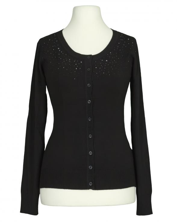 Cardigan mit Schmucksteinen in  schwarz von Made in Italy (Bild 1)