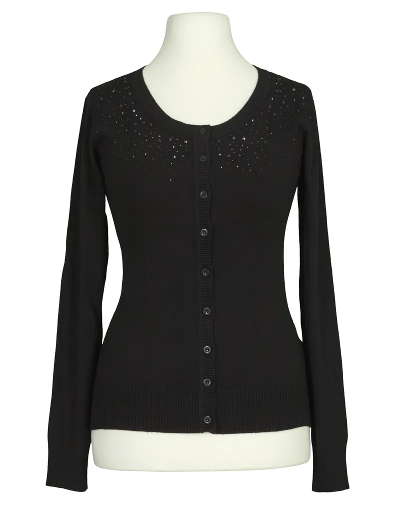 Cardigan mit Schmucksteinen in  schwarz von Made in Italy (Bild 1)