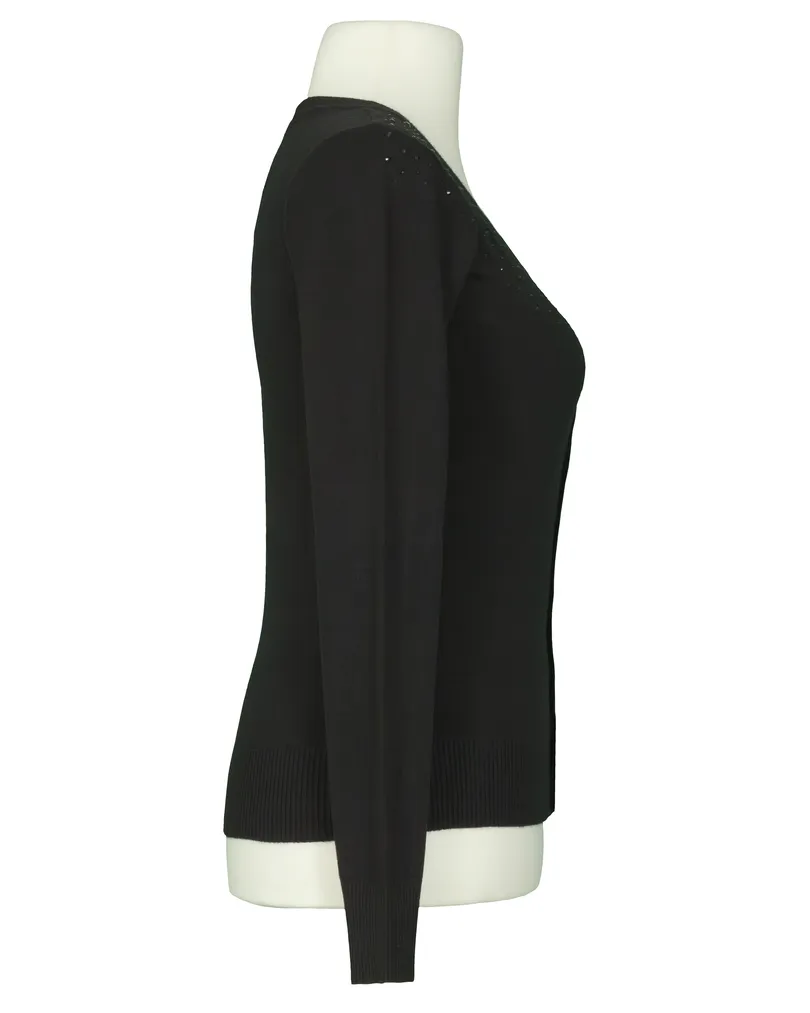 Cardigan mit Schmucksteinen in  schwarz von Made in Italy (Bild 2)