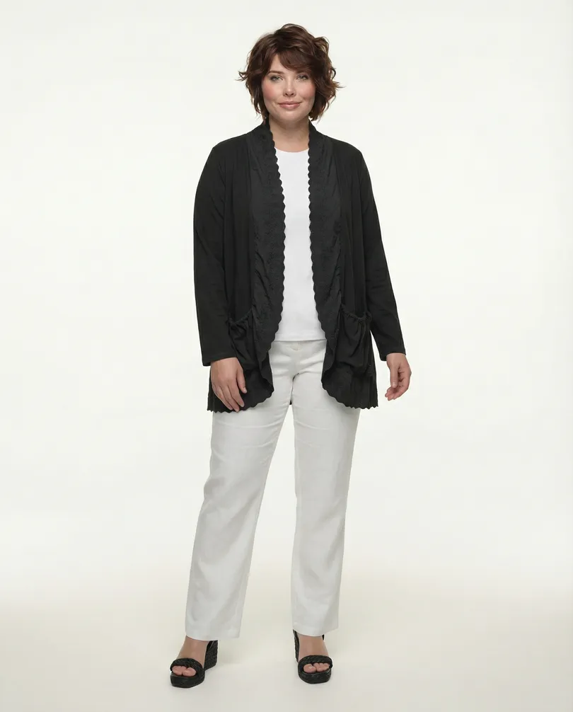 Cardigan mit Spitze in  schwarz von Diana (Bild 4)