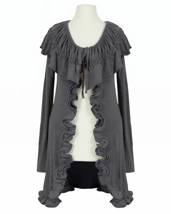 Cardigan mit Volant in grau von Preziosa