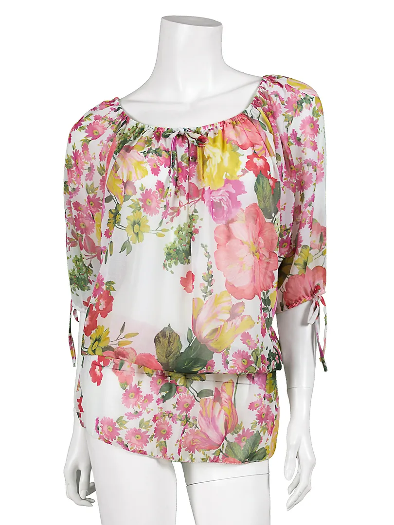 Chiffon Bluse Floral in  wei� von fashion made in italy (Bild 1)