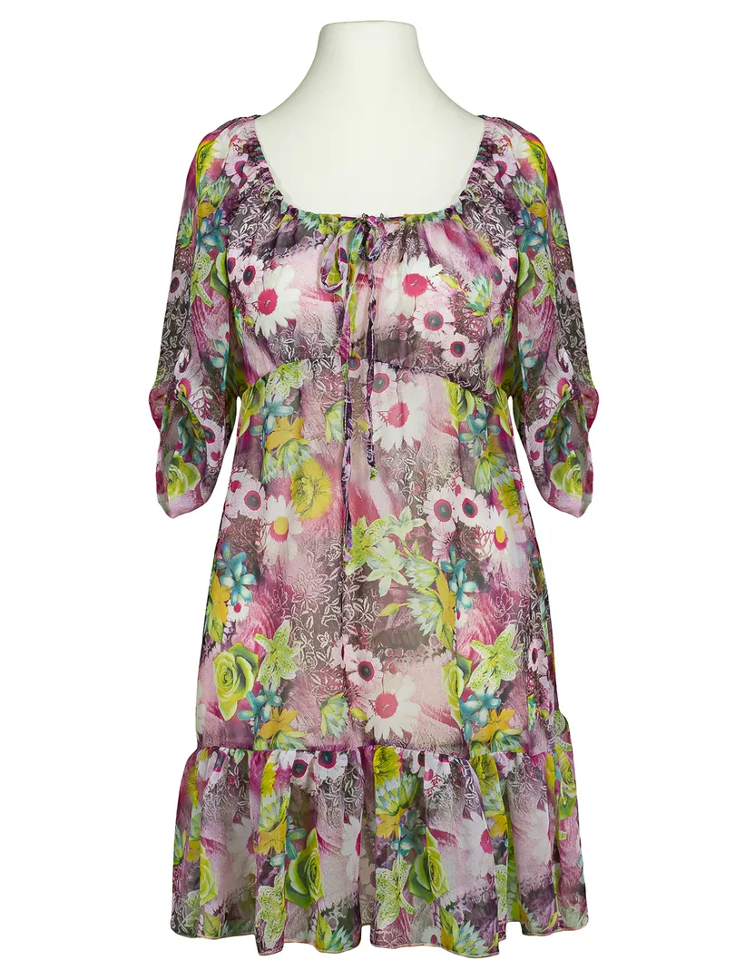 Chiffon Tunika floral in pink von A. de Zarina