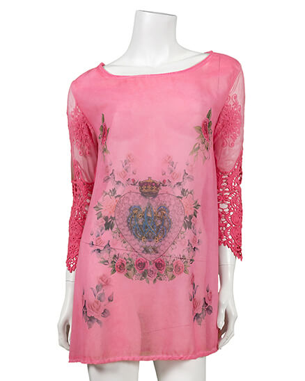 Chiffon Shirt mit Print in  pink von ever new fashion (Bild 1)