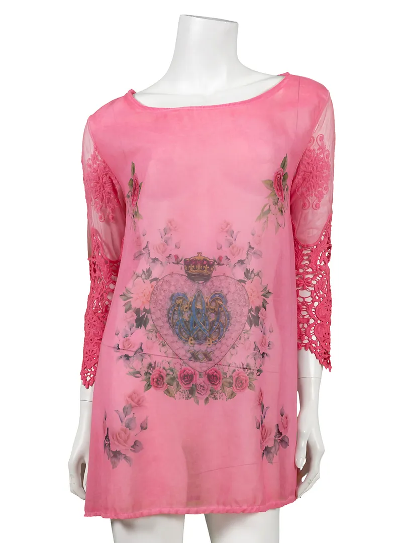Chiffon Shirt mit Print in pink von ever new fashion
