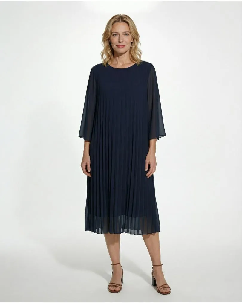 Chiffonkleid Plissee in  blau von Made in Italy (Bild 2)