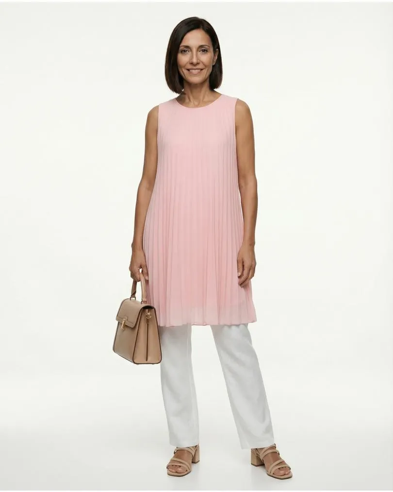 Chiffonkleid Plissee in  rosa von Made in Italy (Bild 3)