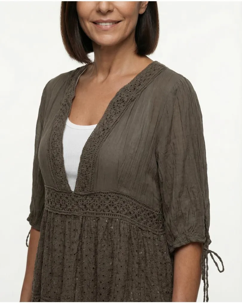 Empire Kleid mit Seide in  braun von Donna (Bild 5)
