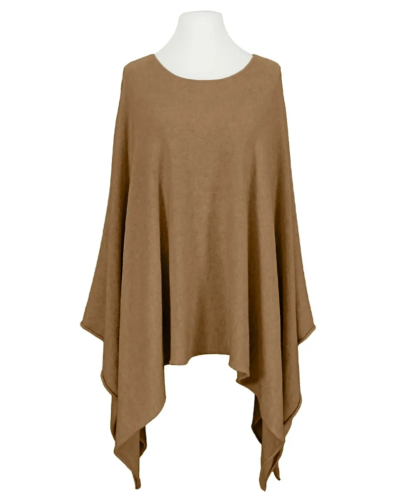 Feinstrick Poncho mit Viskose in cognac von Mia Mia