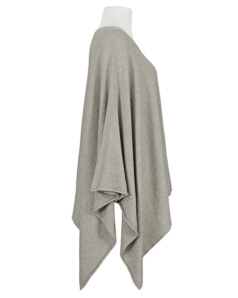 Feinstrick Poncho mit Viskose in  hellbraun von Mia Mia (Bild 2)