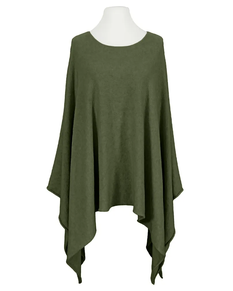 Feinstrick Poncho mit Viskose in oliv von Mia Mia