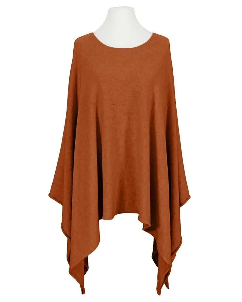 Feinstrick Poncho mit Viskose in rost von Mia Mia