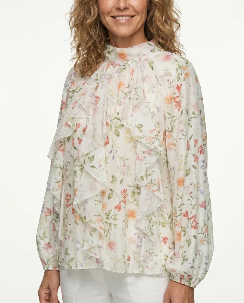 Florale Volantbluse in  beige von Italia Moda (Bild 4)