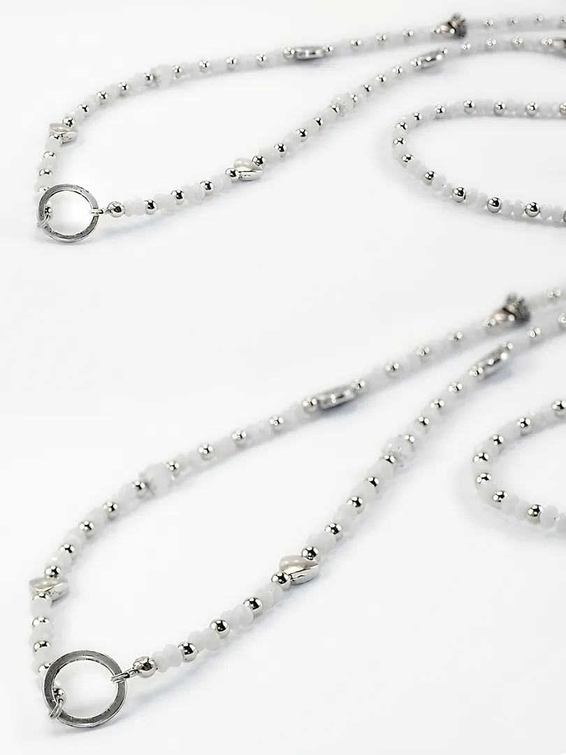Grundkette mit Glasperlen f�r Charms in  wei� von Fashion Jewelry (Bild 1)