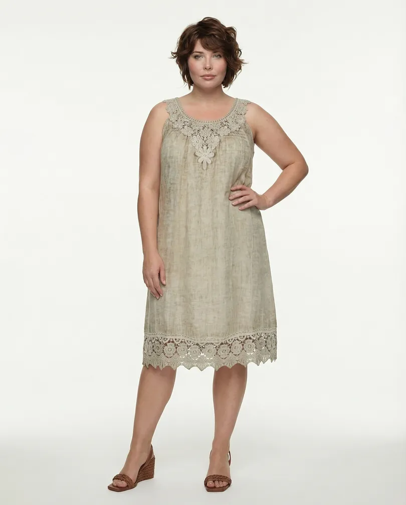 H�ngerchen Kleid mit Spitze in  taupe von Diana (Bild 3)