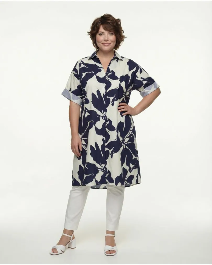 Hemdblusenkleid Floral in  blau von New Collection (Bild 2)
