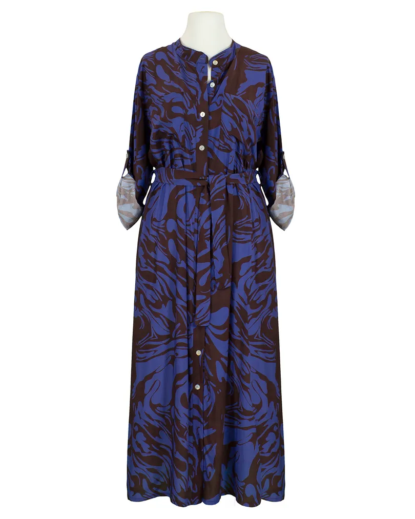 Hemdblusenkleid Print in blau von Made in Italy