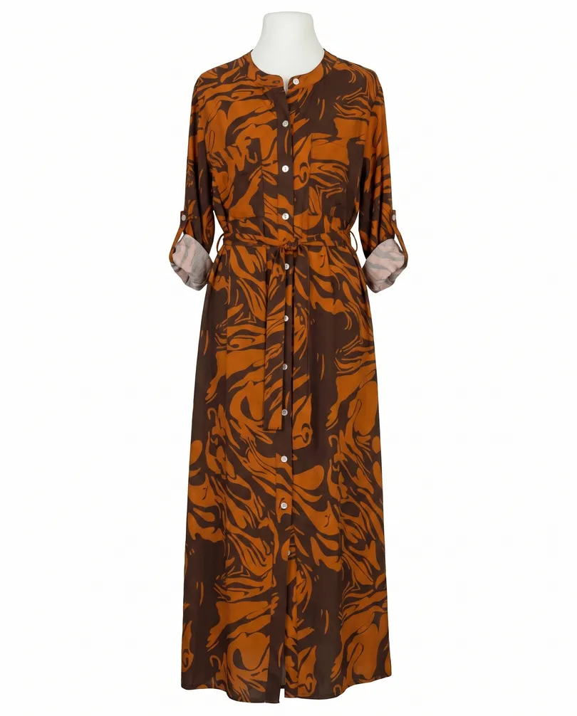 Hemdblusenkleid Print in rostbraun von Made in Italy