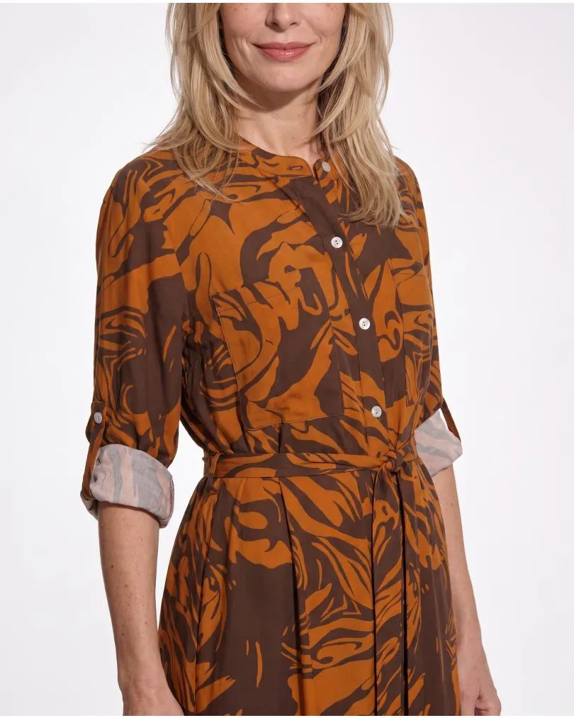 Hemdblusenkleid Print in  rostbraun von Made in Italy (Bild 4)