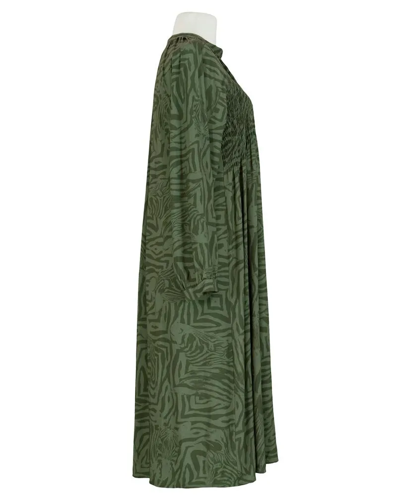 Hemdblusenkleid Zebraprint in  oliv von Made in Italy (Bild 2)