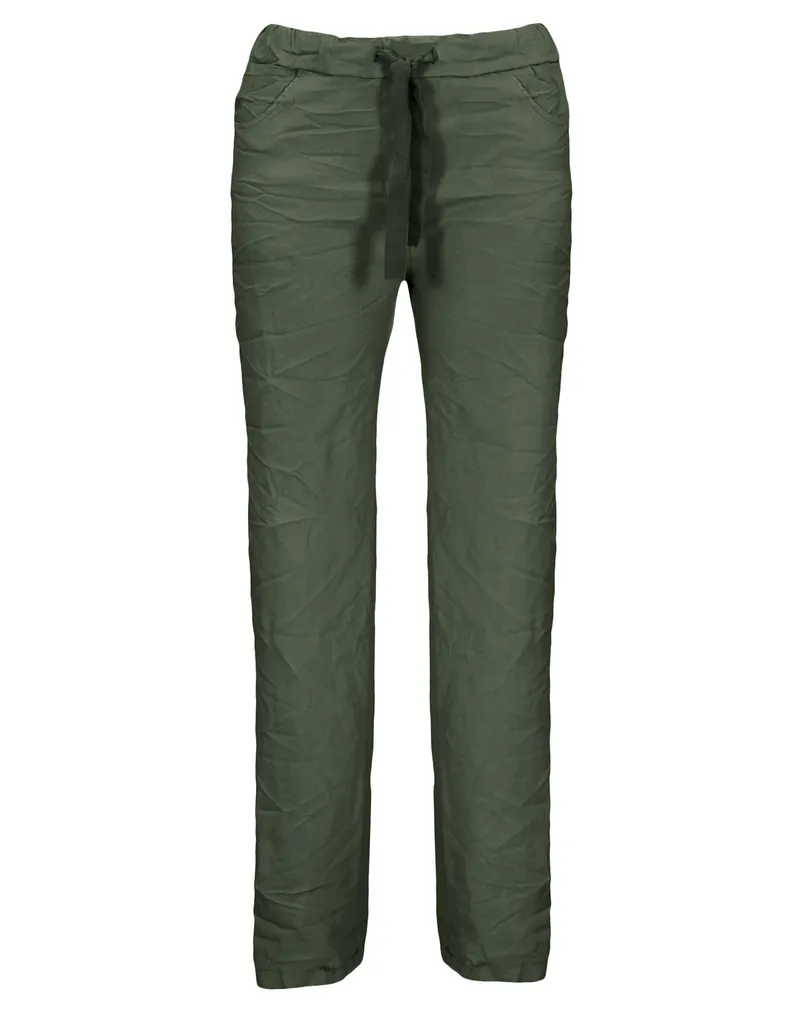 Hose Crash Optik in oliv von Moda Italia