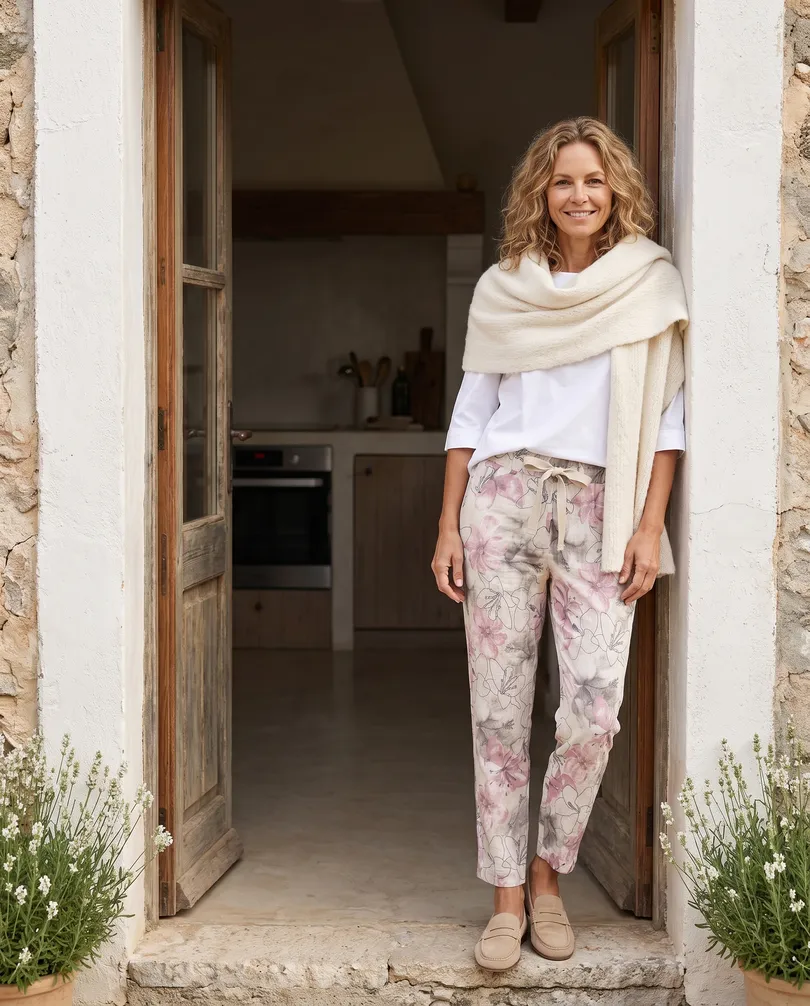 Hose Floral in  beige von Made in Italy (Bild 5)
