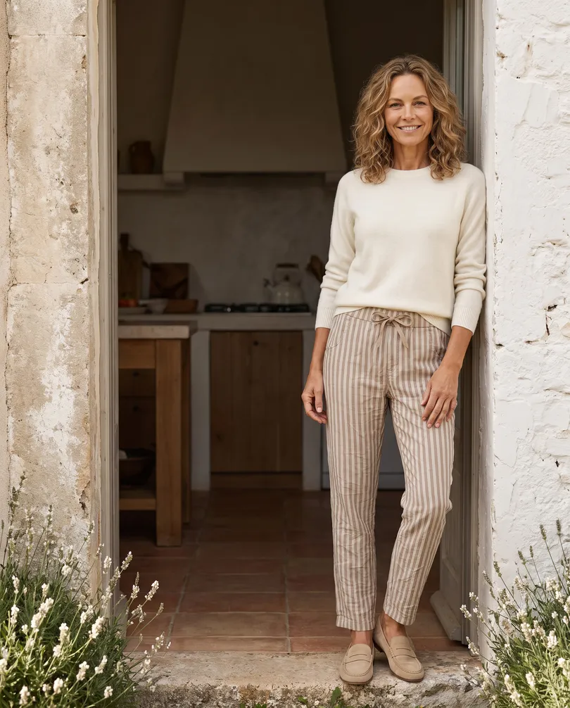 Hose mit Streifen in  beige von Secret Femme (Bild 5)