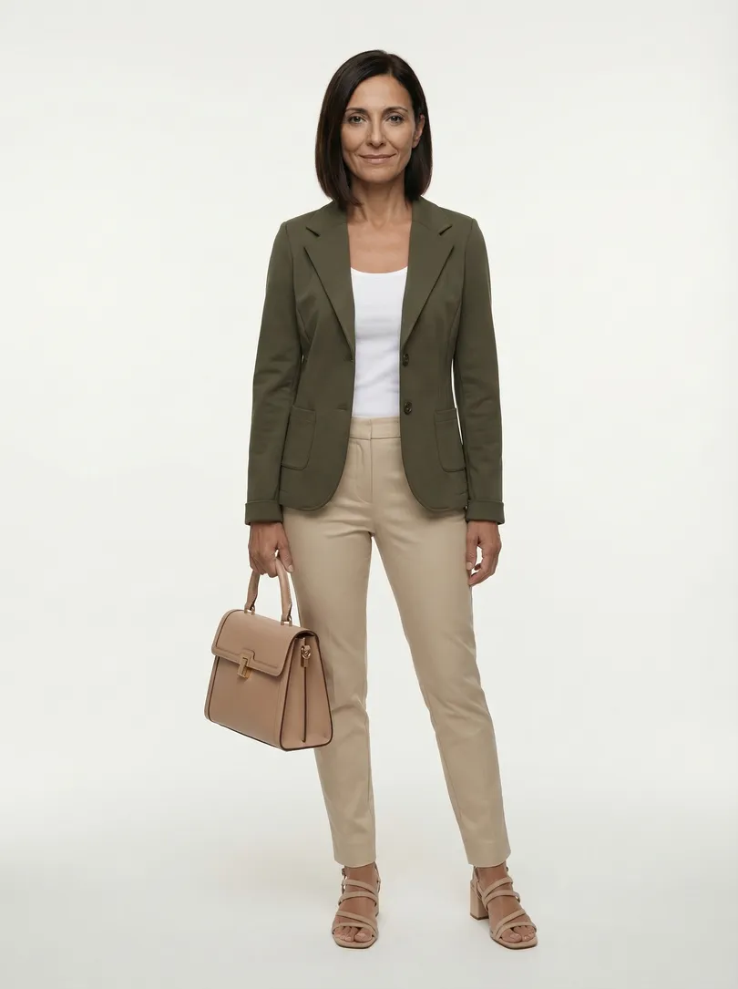 Jersey Blazer tailliert in  khaki von fashion made in italy (Bild 4)
