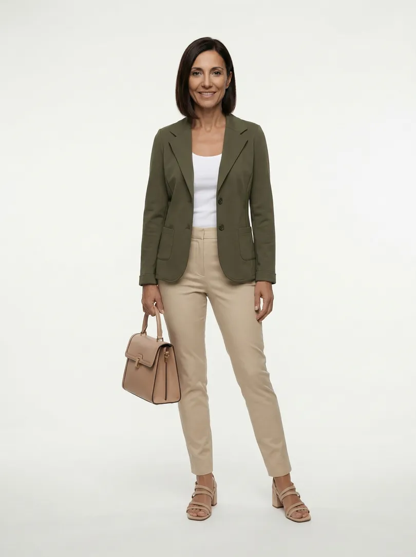 Jersey Blazer tailliert in  oliv von fashion made in italy (Bild 4)