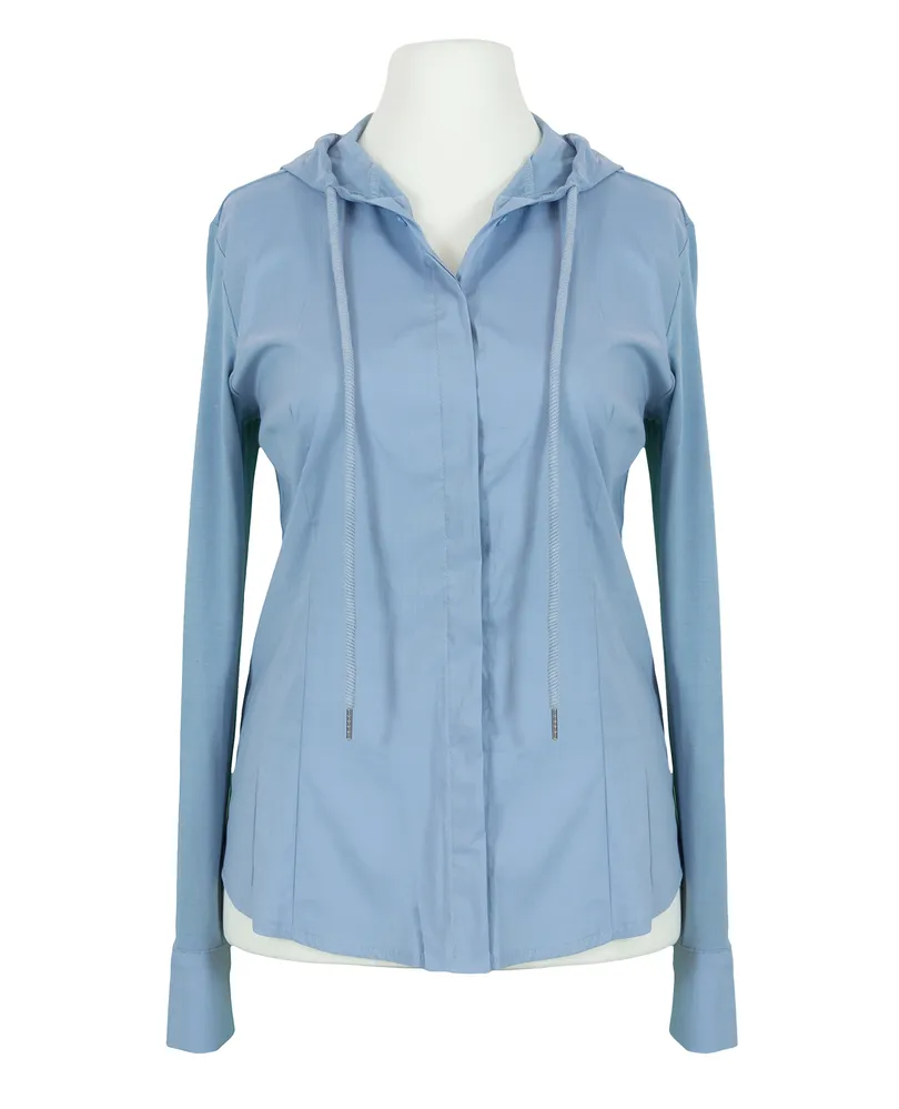 Jersey Bluse mit Kapuze in  eisblau von fashion made in italy (Bild 1)