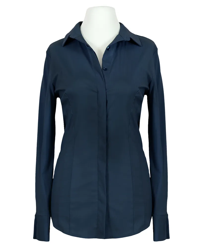 Jersey Hemdbluse in dunkelblau von fashion made in italy