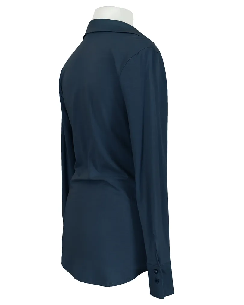 Jersey Hemdbluse in  dunkelblau von fashion made in italy (Bild 2)