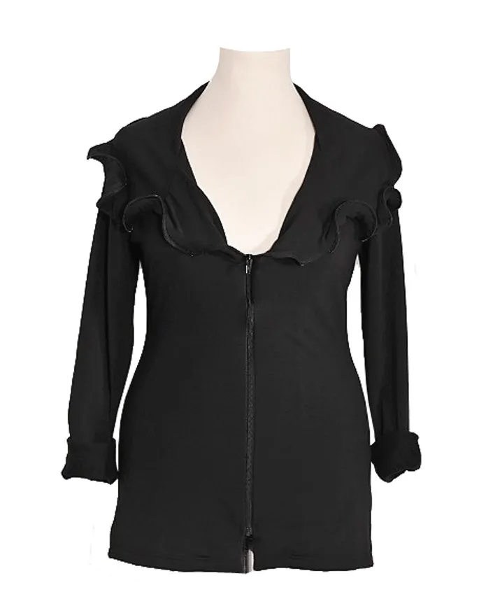Jerseyjacke Volantkragen in  schwarz von FASHION (Bild 1)