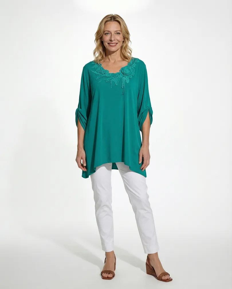 Jersey Shirt mit Spitze in  aqua von Diana (Bild 2)