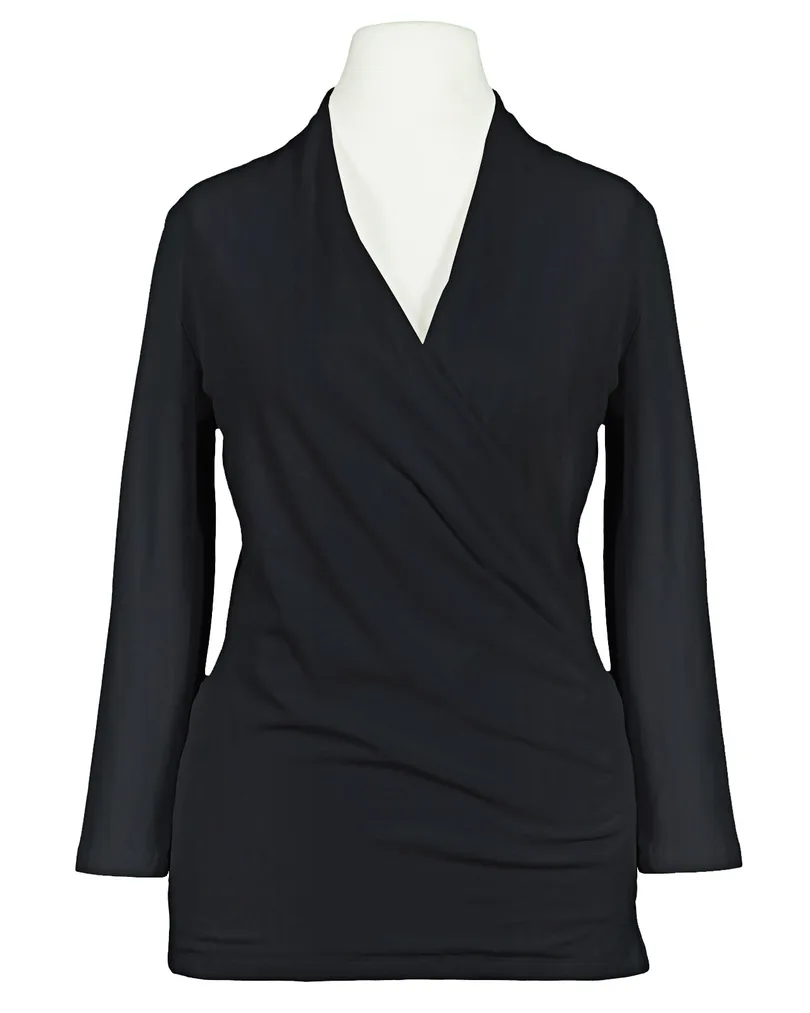 Jersey Shirt Wickeloptik in  schwarz von RESTART (Bild 1)