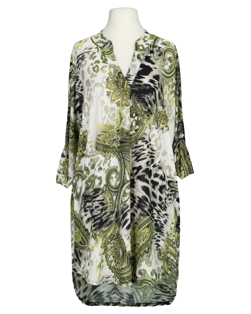 Jersey Tunika Animalprint in khaki von Made in Italy