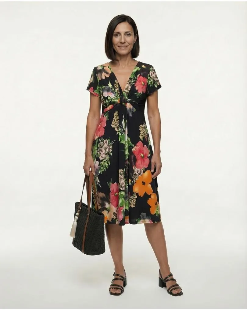 Jerseykleid floral in  schwarz von Hello Moda (Bild 3)