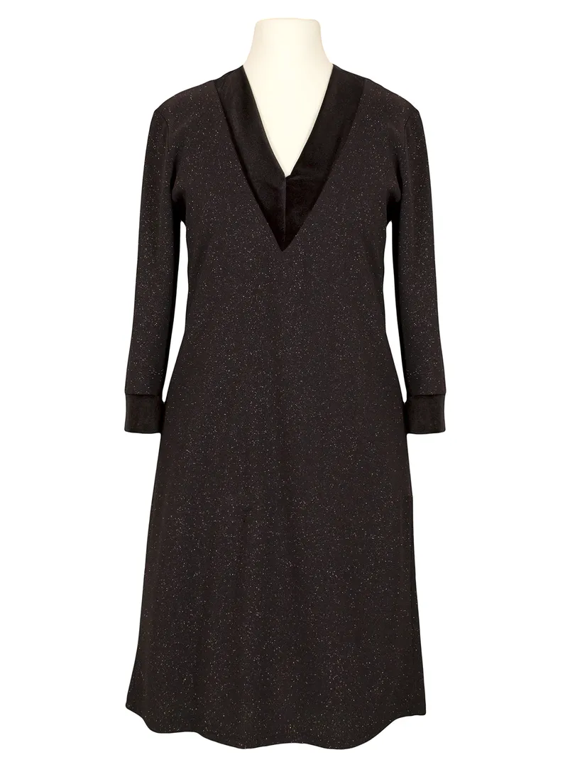 Jerseykleid V-Ausschnitt in  schwarz von Quinze Heures Trente (Bild 1)