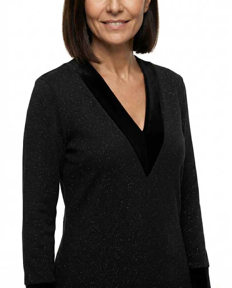 Jerseykleid V-Ausschnitt in  schwarz von Quinze Heures Trente (Bild 4)
