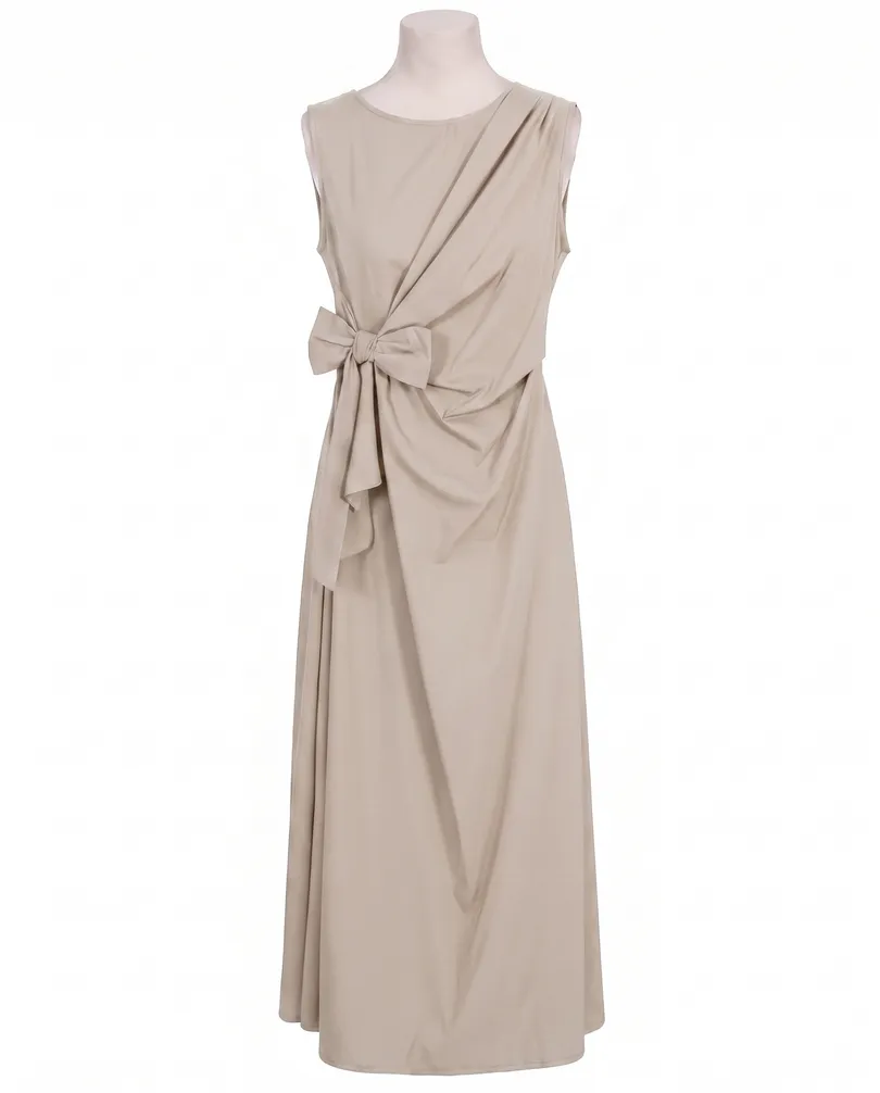 Jerseykleid Wickeloptik in beige von Made in Italy