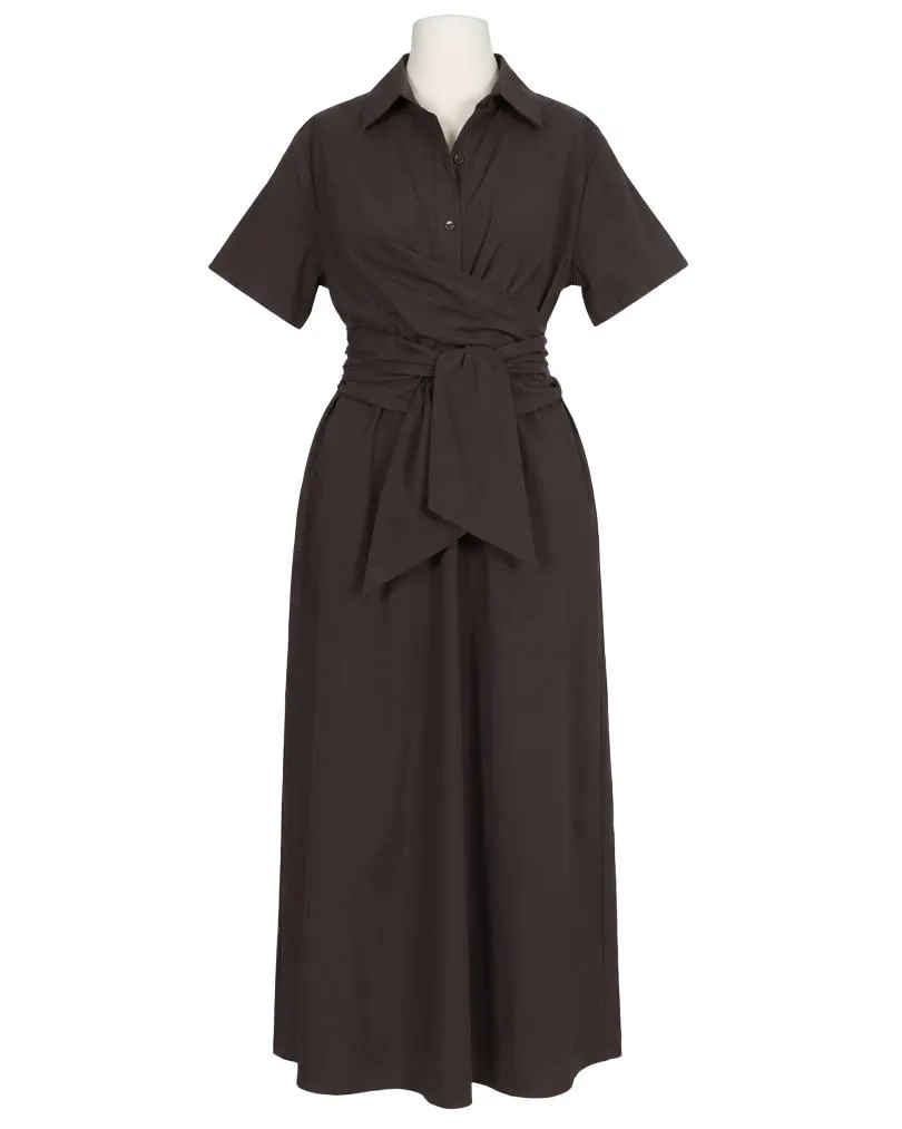 Jerseykleid Wickeloptik in  braun von Made in Italy (Bild 1)