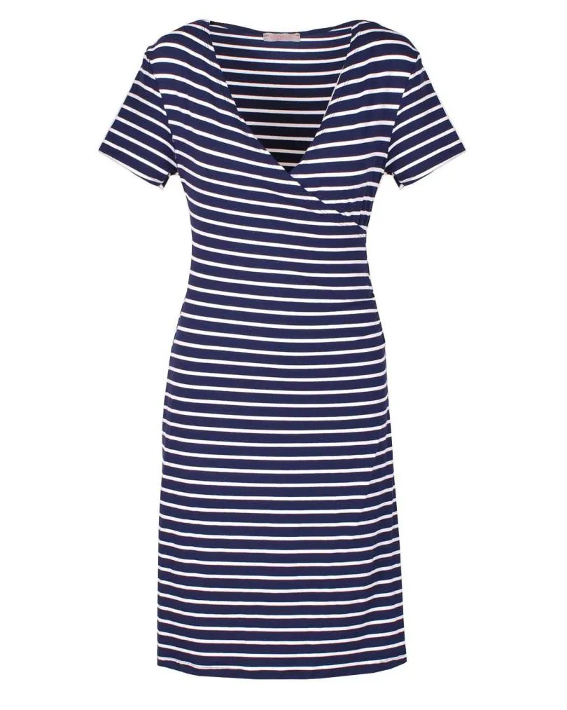 Jerseykleid Wickeloptik in  gestreift von fashion made in italy (Bild 1)