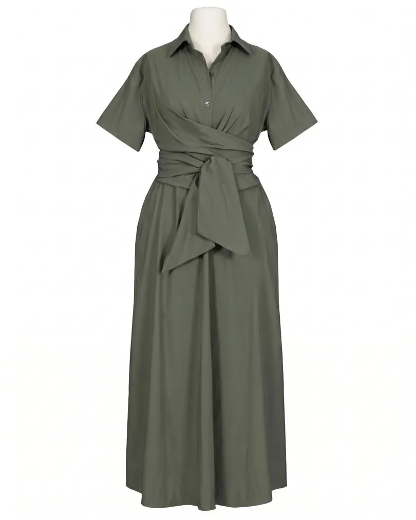 Jerseykleid Wickeloptik in  khaki von Sarah (Bild 1)